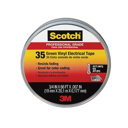 Scotch 3M Scotch 3/4 in. W X 66 ft. L Green Vinyl Electrical Tape 10851-DL-10